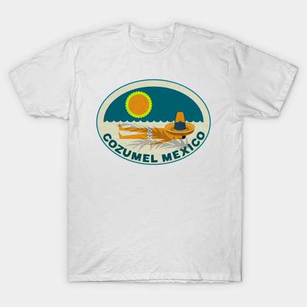 Cozumel Mexico Vintage Style Travel Beach Ocean Vacation T-Shirt by TravelTime